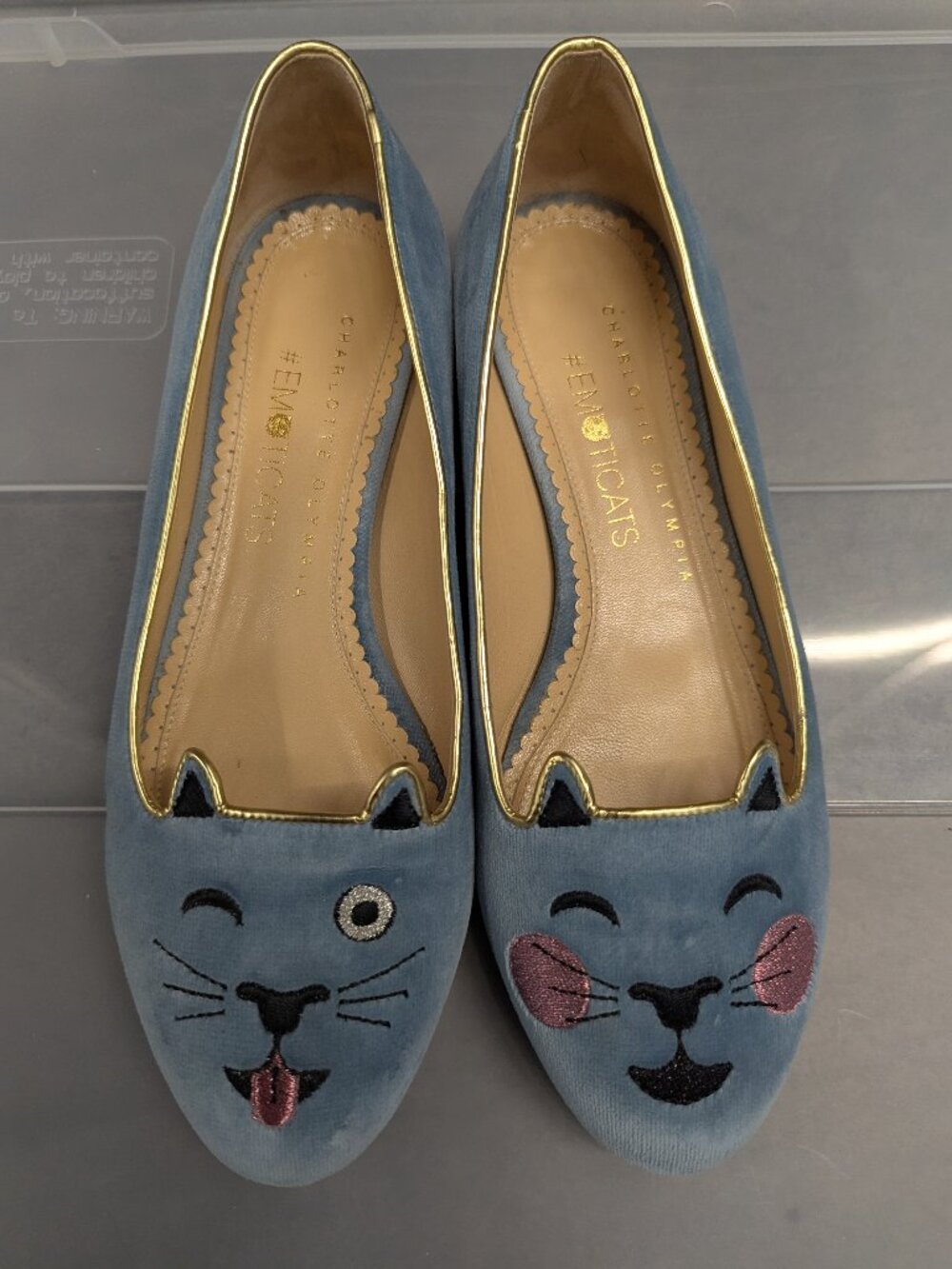 Charlotte Olympia Cheeky Kitty Velvet Flats